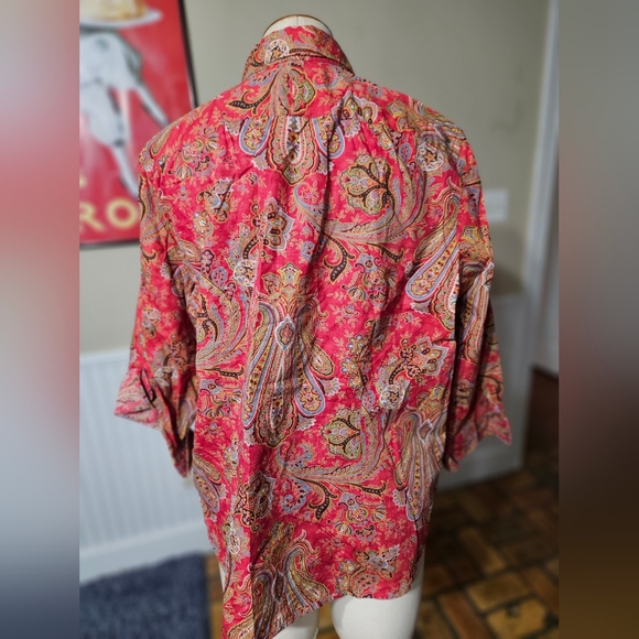 Chaps Paisley Boho Button Up Cotton Shirt XL - Picture 3 of 4